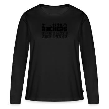 Bogen schießen Pfeil Bogen - Frauen Premium Bio Langarmshirt - Schwarz - Vorne - Julia (174cm)