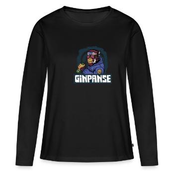 Motif Gin Panse - Cool Party Gin Monkey - T-shirt manches longues Premium bio Femme - noir - Devant - Julia (174cm)