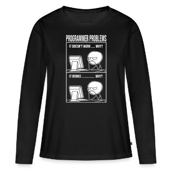Programmier problems lustig Informatiker Student - Frauen Premium Bio Langarmshirt - Schwarz - Vorne - Julia (174cm)