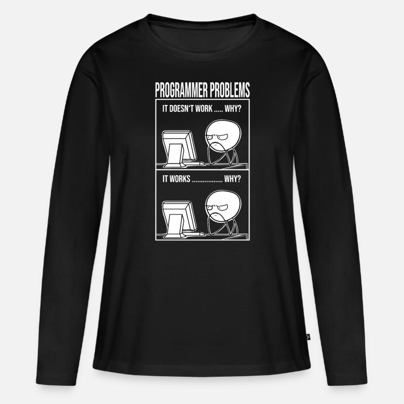 Programmier problems lustig Informatiker Student - Frauen Premium Bio Langarmshirt - Schwarz