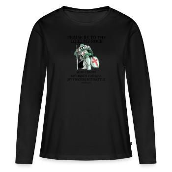 Chevaliers templiers disant citation de chevalier temple templier - T-shirt manches longues Premium bio Femme - noir - Devant - Julia (174cm)