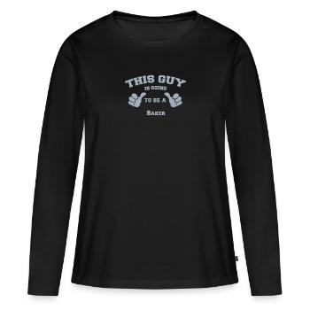Dieser Typ wird Bäcker - Frauen Premium Bio Langarmshirt - Schwarz - Vorne - Julia (174cm)