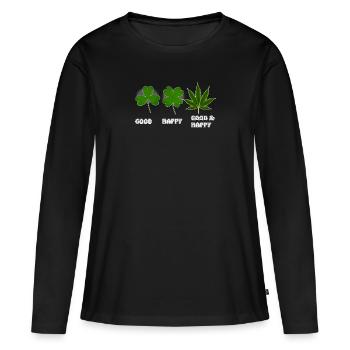 FEUILLE DE CHANVRE DE TRÈFLE - T-shirt manches longues Premium bio Femme - noir - Devant - Julia (174cm)