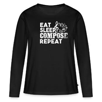 Composer Composer Eat Sleep Compose Repeat - Women's Premium Organic Long Sleeve Shirt - black - Front - Julia (174cm)