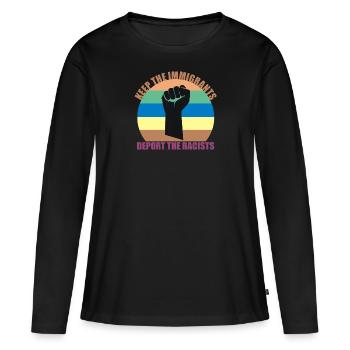 Immigration immigrants - T-shirt manches longues Premium bio Femme - noir - Devant - Julia (174cm)