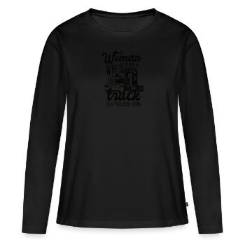 Camionneur babe chauffeur de camion - T-shirt manches longues Premium bio Femme - noir - Devant - Julia (174cm)