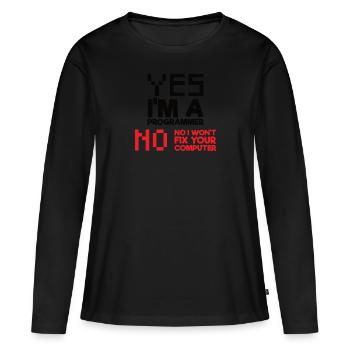 Oui Je suis un programmeur Informatique Informatique - T-shirt manches longues Premium bio Femme - noir - Devant - Julia (174cm)