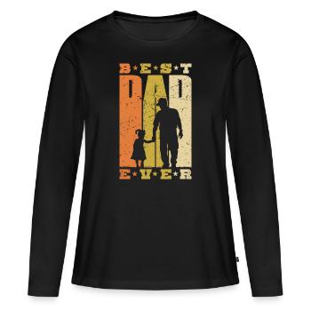 Best Dad Ever Retro Papa Tochter Vatertag Geschenk - Frauen Premium Bio Langarmshirt - Schwarz - Vorne - Julia (174cm)