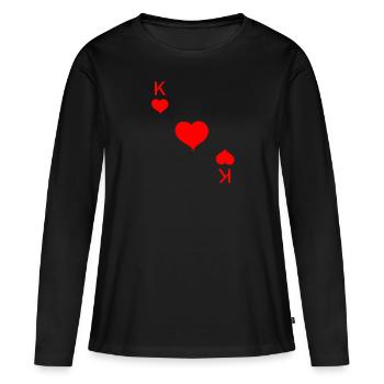 Coeur roi carte poker carnaval - T-shirt manches longues Premium bio Femme - noir - Devant - Julia (174cm)