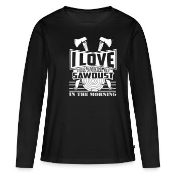 Zimmermann Carpenters Lieben den Geruch von Sägemehl - Frauen Premium Bio Langarmshirt - Schwarz - Vorne - Julia (174cm)
