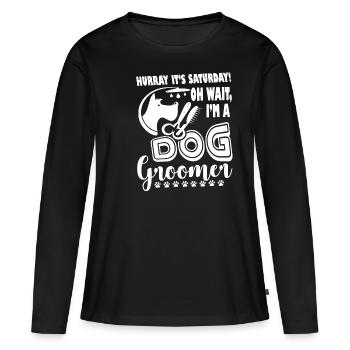 Toiletteur de chien Je suis un toiletteur de chien - T-shirt manches longues Premium bio Femme - noir - Devant - Julia (174cm)