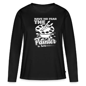 Painter The Painter Is Here - Women's Premium Organic Long Sleeve Shirt - black - Front - Julia (174cm)