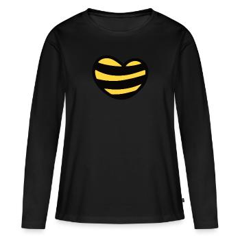 Coeur Abeilles Miel Amers apiculteurs Abeilles Nid d’abeilles - T-shirt manches longues Premium bio Femme - noir - Devant - Julia (174cm)