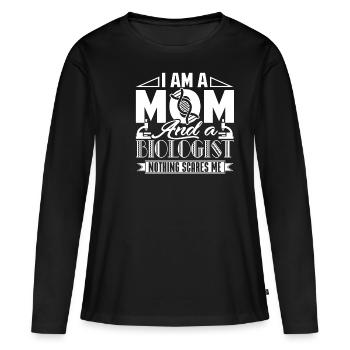 Biologiste Je suis une maman et un biologiste - T-shirt manches longues Premium bio Femme - noir - Devant - Julia (174cm)