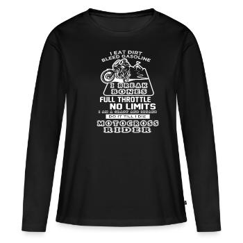 Pilote de motocross motocross - T-shirt manches longues Premium bio Femme - noir - Devant - Julia (174cm)