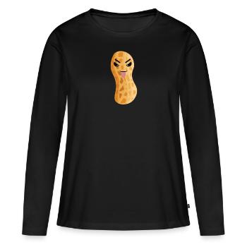 Erdnuss Erdnüsse Nuss Nüsse Speise - Frauen Premium Bio Langarmshirt - Schwarz - Vorne - Julia (174cm)