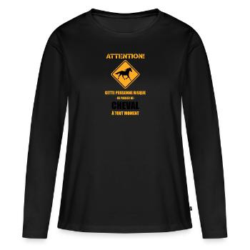 Attention ! Cette Personne Risque De Parler De Che - T-shirt manches longues Premium bio Femme - noir - Devant - Julia (174cm)