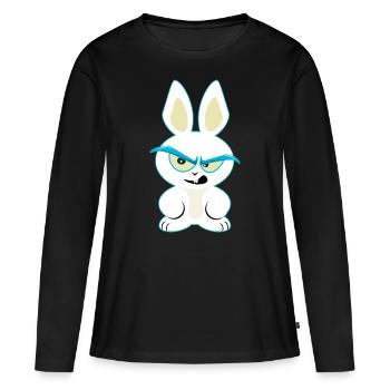 Lusiger lapin blanc, funny lapin t-shirt - T-shirt manches longues Premium bio Femme - noir - Devant - Julia (174cm)