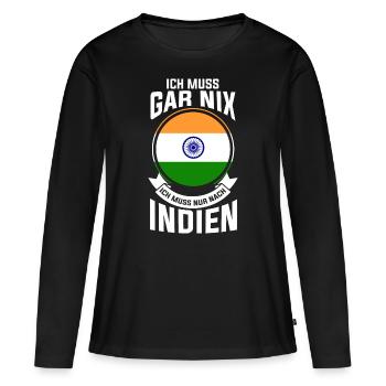 Je n’ai pas besoin d’aller en Inde. - T-shirt manches longues Premium bio Femme - noir - Devant - Julia (174cm)