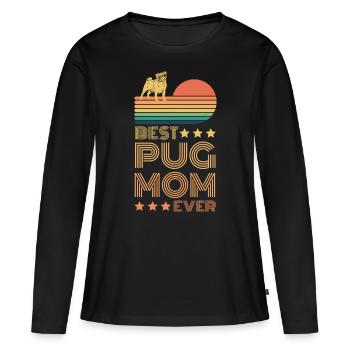 Beste Mops Hund Mama Mutter für Mops Liebhaber - Frauen Premium Bio Langarmshirt - Schwarz - Vorne - Julia (174cm)