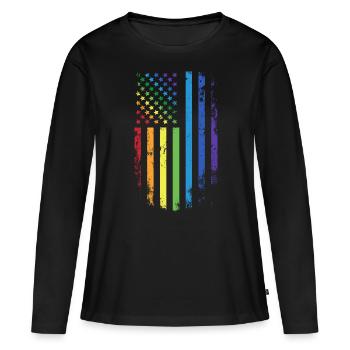 LGBT - Camiseta ecológica prémium de manga larga para mujer - negro - delante - Julia (174cm)