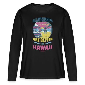 Hawaii - Frauen Premium Bio Langarmshirt - Schwarz - Vorne - Julia (174cm)