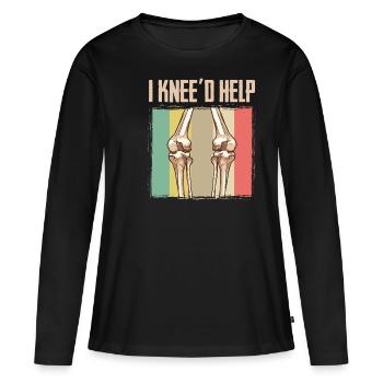 Chirurgie du genou et du genou Articulation du genou I Le genou aiderait à la réadaptation - T-shirt manches longues Premium bio Femme - noir - Devant - Julia (174cm)