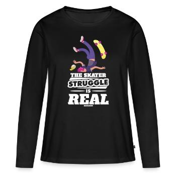Le patineur vole sur le nez - T-shirt manches longues Premium bio Femme - noir - Devant - Julia (174cm)