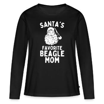 Beagle de Noël Maman Le Beagle préféré du Père Noël - T-shirt manches longues Premium bio Femme - noir - Devant - Julia (174cm)