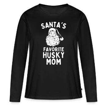 Weihnachten Husky mom Santa's Favorite Husky - Frauen Premium Bio Langarmshirt - Schwarz - Vorne - Julia (174cm)