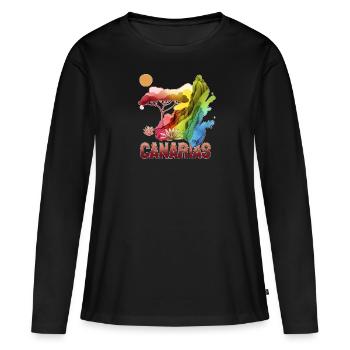 POT-pourri CANARIO Nº1 - T-shirt manches longues Premium bio Femme - noir - Devant - Julia (174cm)