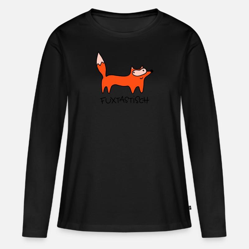 Fuxtastisch - Frauen Premium Bio Langarmshirt - Schwarz