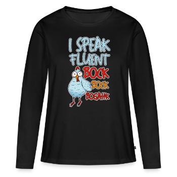Je parle couramment Bock Bock Bogahk 4 - T-shirt manches longues Premium bio Femme - noir - Devant - Julia (174cm)