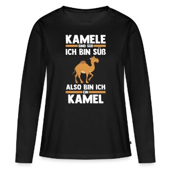 Kamel - Frauen Premium Bio Langarmshirt - Schwarz - Vorne - Julia (174cm)