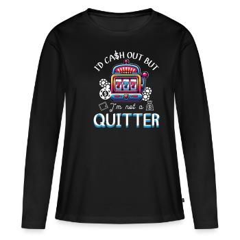 Le gagnant du jackpot de la soirée casino n’est pas un abandonneur - T-shirt manches longues Premium bio Femme - noir - Devant - Julia (174cm)