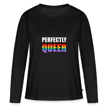Parfaitement queer - T-shirt manches longues Premium bio Femme - noir - Devant - Julia (174cm)