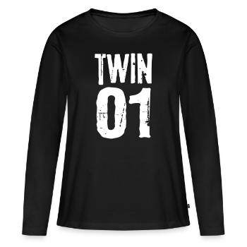 Twin 01 02 Twins Partnerlook Twin cadeau - T-shirt manches longues Premium bio Femme - noir - Devant - Julia (174cm)