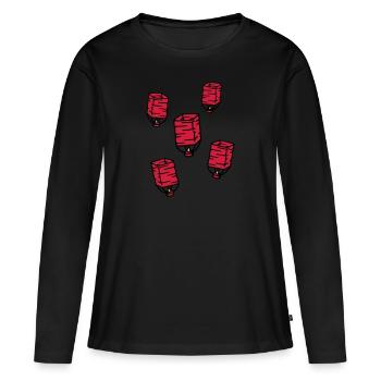 Lanterne céleste Lanterne chinoise Lanterne céleste - T-shirt manches longues Premium bio Femme - noir - Devant - Julia (174cm)
