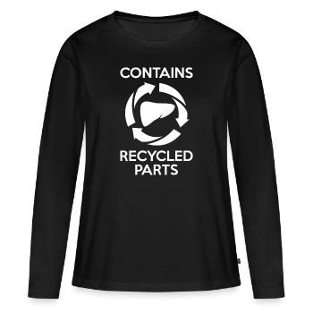 Enthält recycelte Teile - Frauen Premium Bio Langarmshirt - Schwarz - Vorne - Julia (174cm)