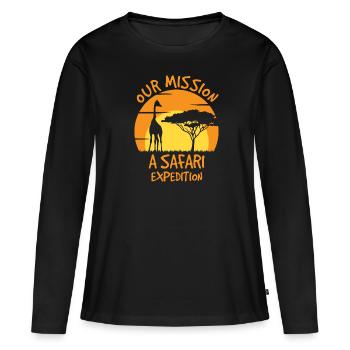 Notre mission Une expédition safari - T-shirt manches longues Premium bio Femme - noir - Devant - Julia (174cm)