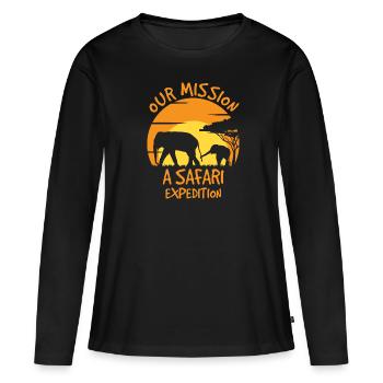 Notre mission Une expédition safari - T-shirt manches longues Premium bio Femme - noir - Devant - Julia (174cm)