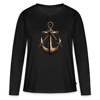 Bronze Anchor Motorboat Driver Sailboat Driver - Women's Premium Organic Long Sleeve Shirt - black - Front - Julia (174cm)
