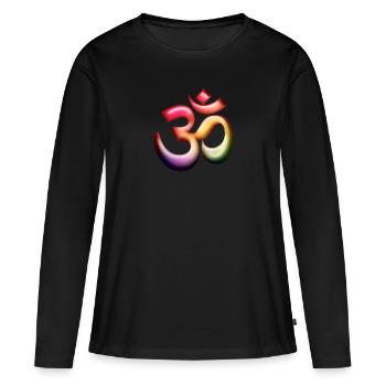 Om / Aum Symbol 3D coloré - T-shirt manches longues Premium bio Femme - noir - Devant - Julia (174cm)