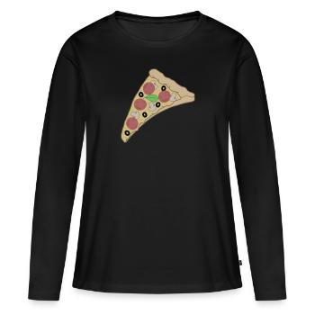 A slice of pizza with smiling slices of salami - Women's Premium Organic Long Sleeve Shirt - black - Front - Julia (174cm)