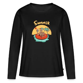 Sommer Sommer - Frauen Premium Bio Langarmshirt - Schwarz - Vorne - Julia (174cm)