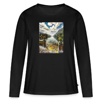Lago di garda,Lake Garda,lake,landscape - Women's Premium Organic Long Sleeve Shirt - black - Front - Julia (174cm)