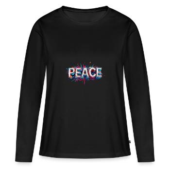 La PAIX – une expression de liberté et d’espoir - T-shirt manches longues Premium bio Femme - noir - Devant - Julia (174cm)