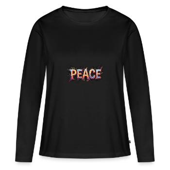 La PAIX – une expression de liberté et d’espoir - T-shirt manches longues Premium bio Femme - noir - Devant - Julia (174cm)
