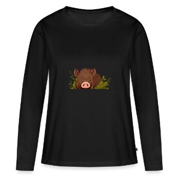 Habitant de la forêt de sangliers - T-shirt manches longues Premium bio Femme - noir - Devant - Julia (174cm)