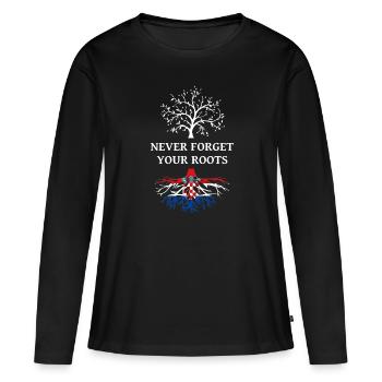 Kroatien Never Forget Your Roots - Frauen Premium Bio Langarmshirt - Schwarz - Vorne - Julia (174cm)